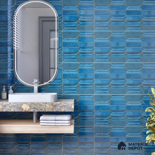 Faux Subway  Tile TL 07239 Boat 1004 1 ft x 1 ft Ceramic Glossy Finish - 9 mm  | 2 mm Spacer is Mandatory | Please Expect a Slight Variation of Pattern (Sample)